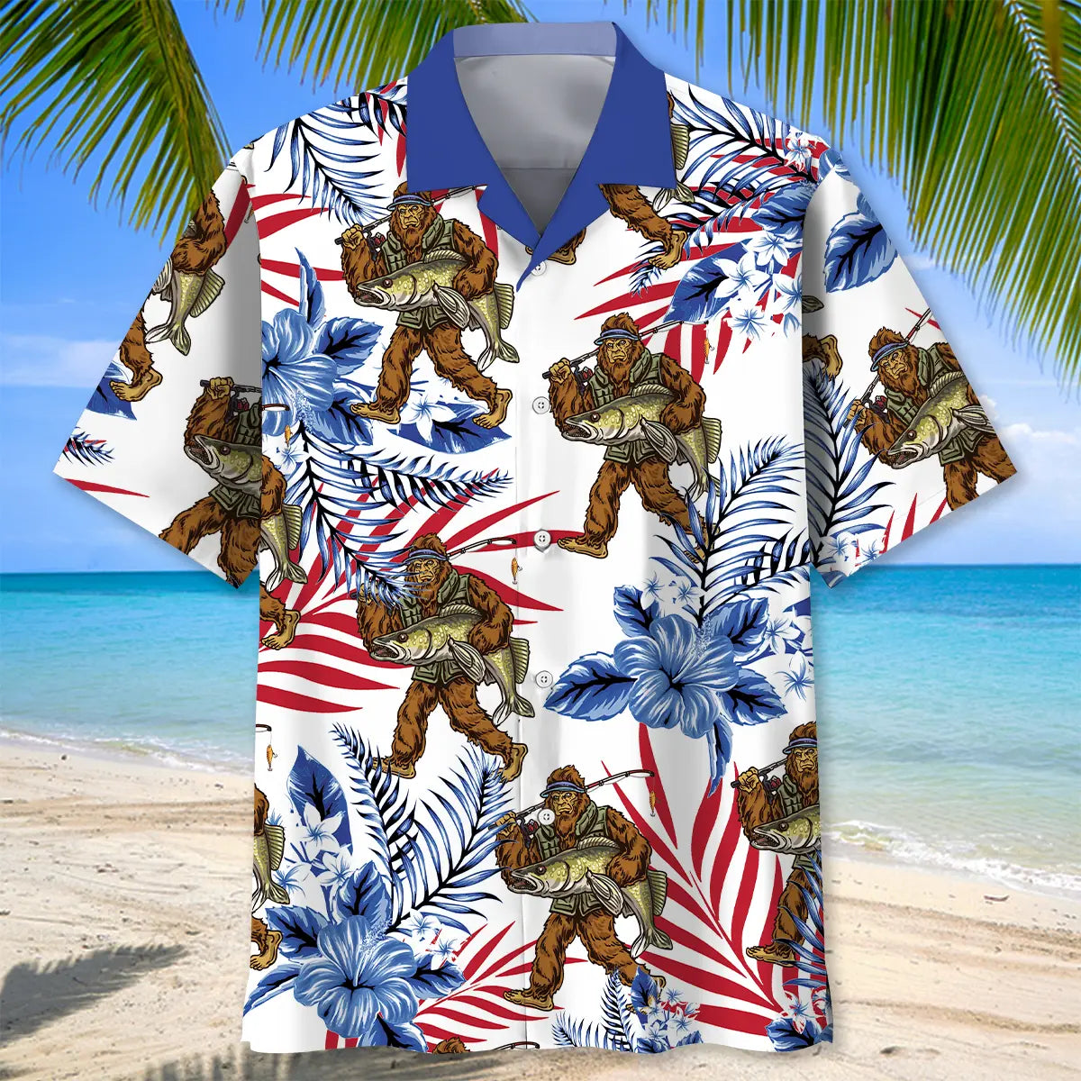 Fishing Adventure Bigfoot Hawaiian Shirt For Beachside Event And Comfortable Travel Wear