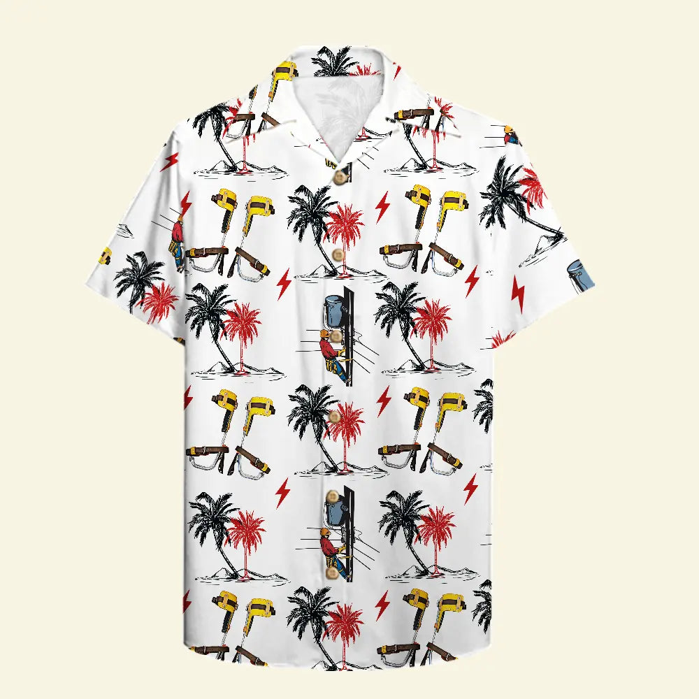 Island Summer Lineman Power Poles Aloha Hawaiian Shirt For Tropical Holidays, Outdoor Gatherings, And Everyday Comfort