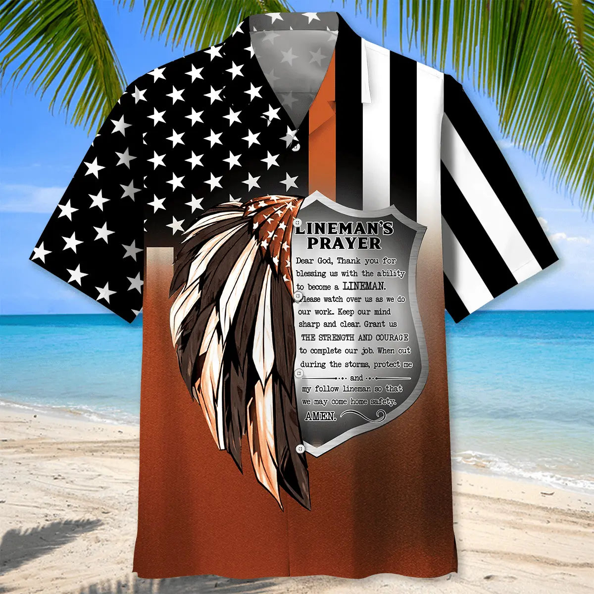 Lineman Prayer Hawaiian Shirt For Resort Escape And Warm Weather Fashion