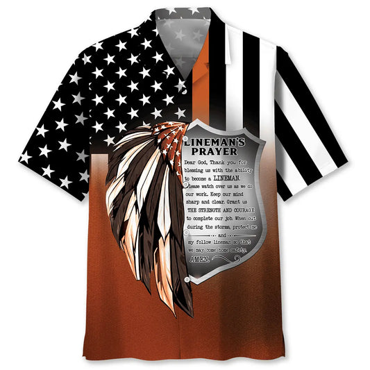 Lineman Prayer Hawaiian Shirt For Outdoor Event, Poolside Gathering, And Memorable Gifting