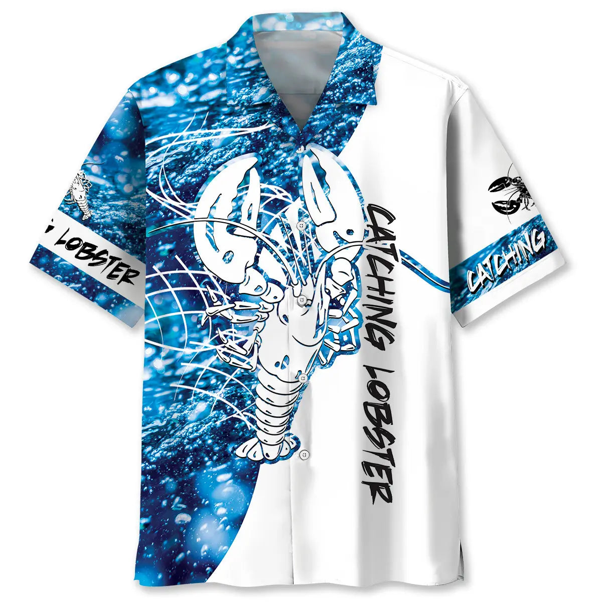 Lobster Blue Hawaiian Shirt For Island Vacations, Resort Wear, And Relaxed Seasonal Style