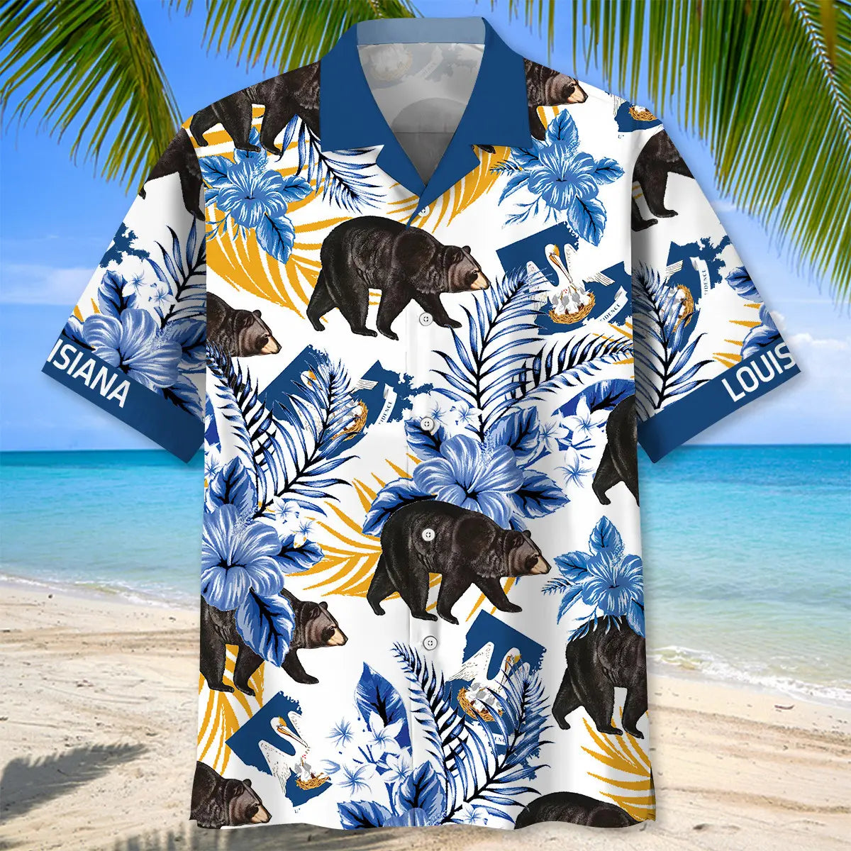 Louisiana State Bear Proud Hawaiian Shirt For Warm Weather Outing, Weekend Escape, And Summer Event Style