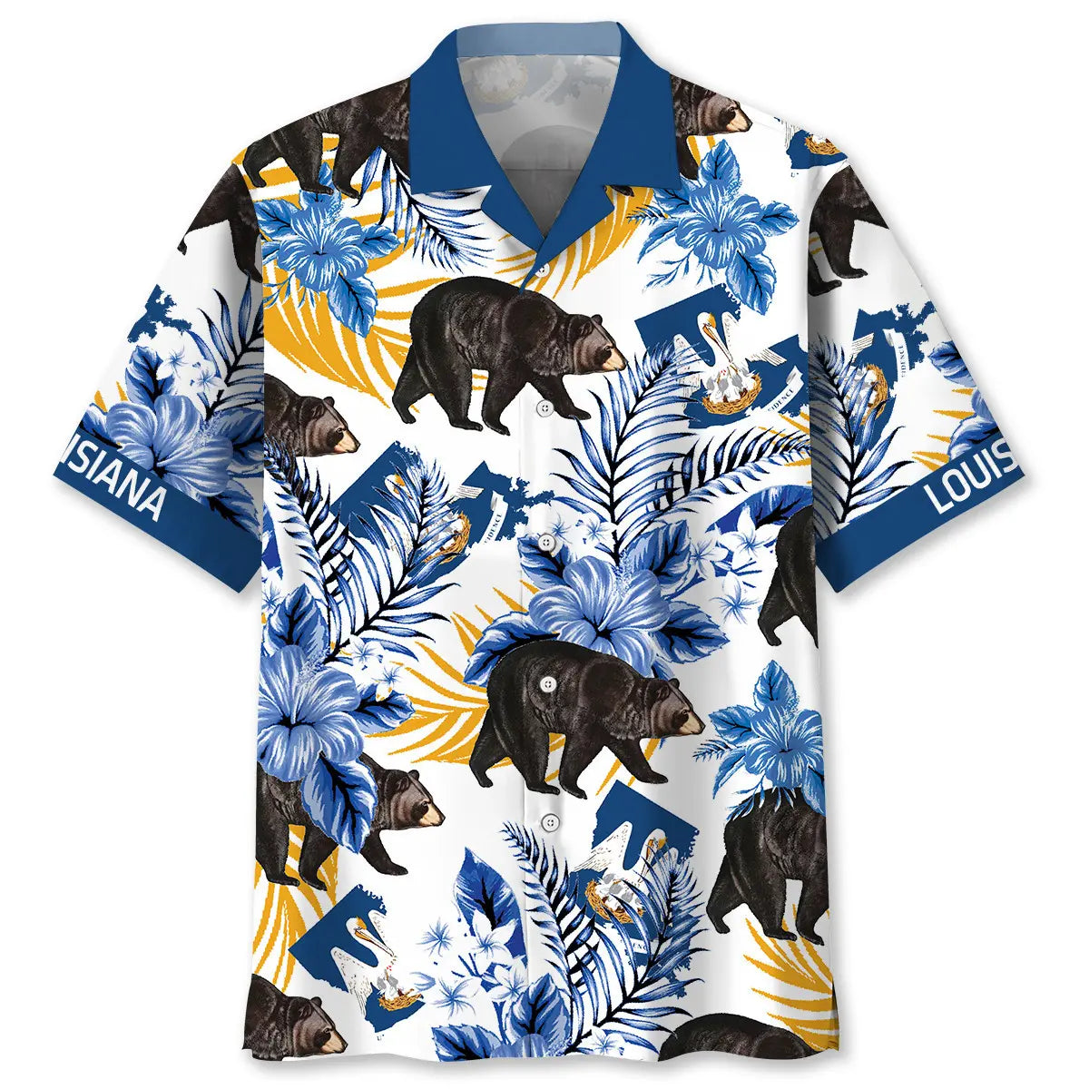 Louisiana State Bear Proud Hawaiian Shirt For Warm Weather Outing, Coastal Adventure, And Casual Wear
