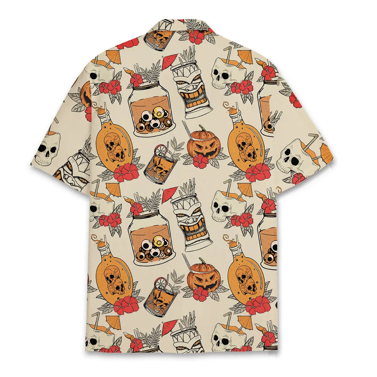 Halloween Island Skull Aloha Hawaiian Shirt For Autumn Gatherings, Coastal Outings, And Playful Holiday Style