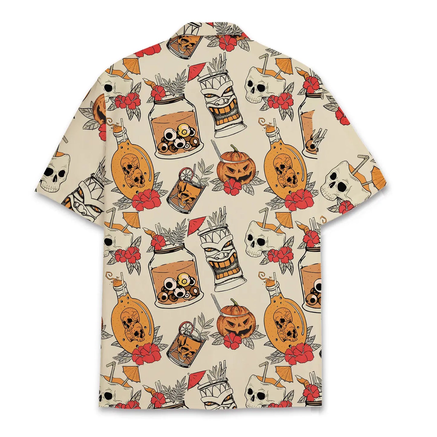 Halloween Island Skull Aloha Hawaiian Shirt For Autumn Gatherings, Coastal Outings, And Playful Holiday Style