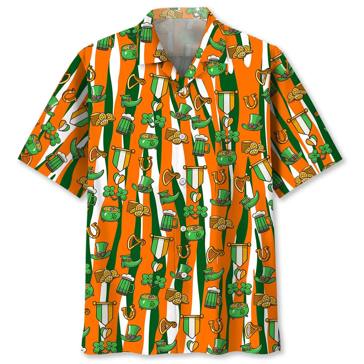 Lucky Irish Saint Patrick's Day Hawaiian Shirt For Island Vacations, Resort Wear, And Relaxed Seasonal Style