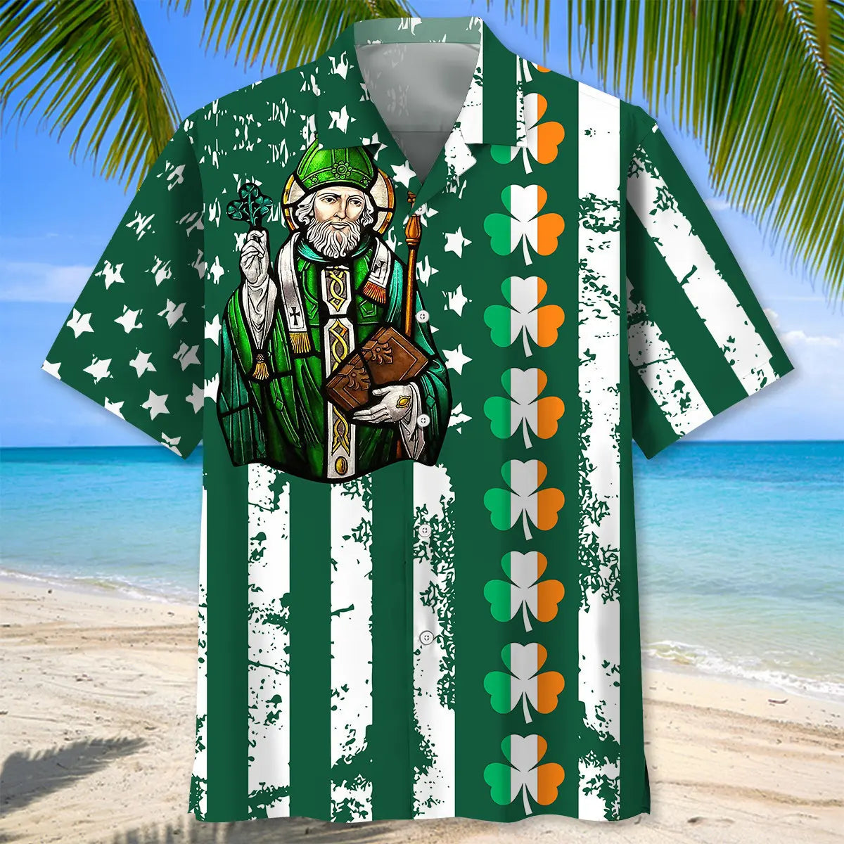 Vintage Lucky Irish Saint Patrick's Day Hawaiian Shirt For Resort Trips, Coastal Parties, And Warm Weather Style