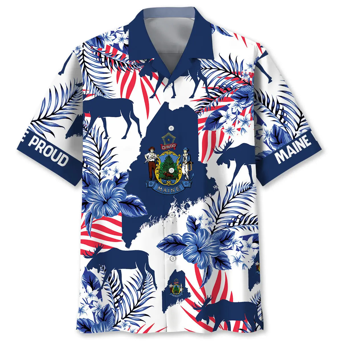 Maine Proud Hawaiian Shirt For Resort Holiday, Warm Weather Outing, And Memorable Gifting