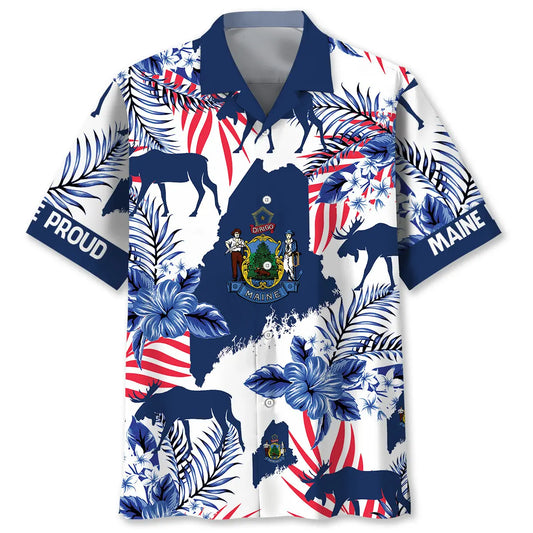 Maine Proud Hawaiian Shirt For Resort Holiday, Warm Weather Outing, And Memorable Gifting