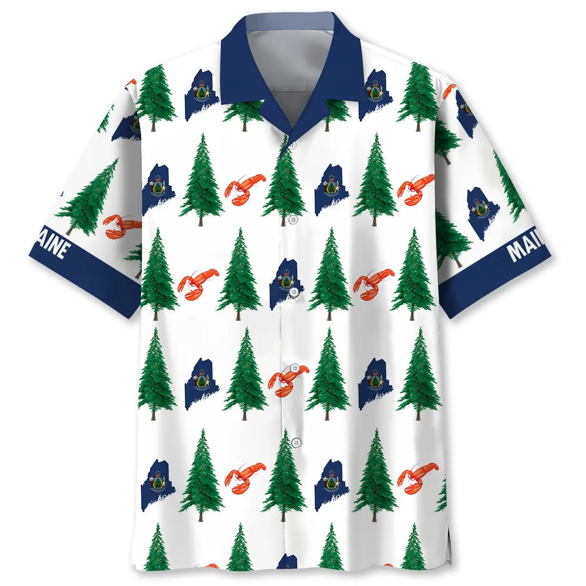 Maine Proud Pine Tree State Hawaiian Shirt For Seasonal Celebration And Resort Wear