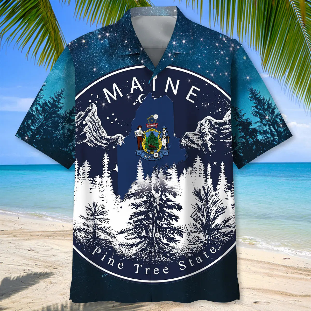 Maine Proud State Night Hawaiian Shirt For Outdoor Event And Coastal Style