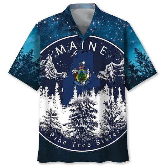 Maine Proud State Night Hawaiian Shirt For Resort Holiday, Family Vacation, And Seasonal Wardrobe