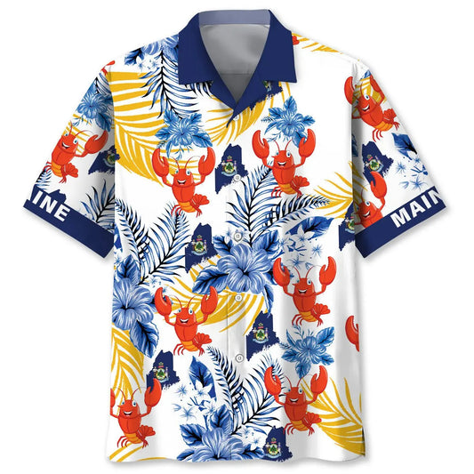 Maine State Proud Lobster Hawaiian Shirt For Warm Weather Outing And Easygoing Fashion