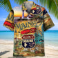 Maine Vintage Art Hawaiian Shirt For Family Vacation, Relaxed Getaway, And Coastal Casual Wear