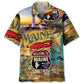 Maine Vintage Art Hawaiian Shirt For Outdoor Event And Travel Ready Style