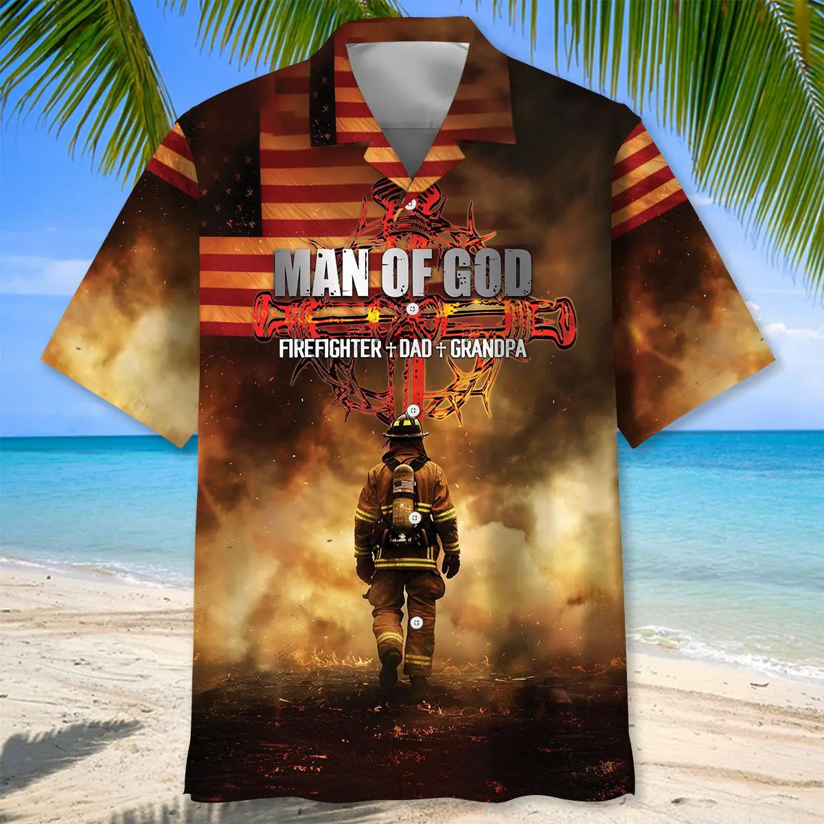 Faith Firefighter Dad Grandpa Hawaiian Shirt For Beach Days, Summer Outings, And Thoughtful Gift Giving