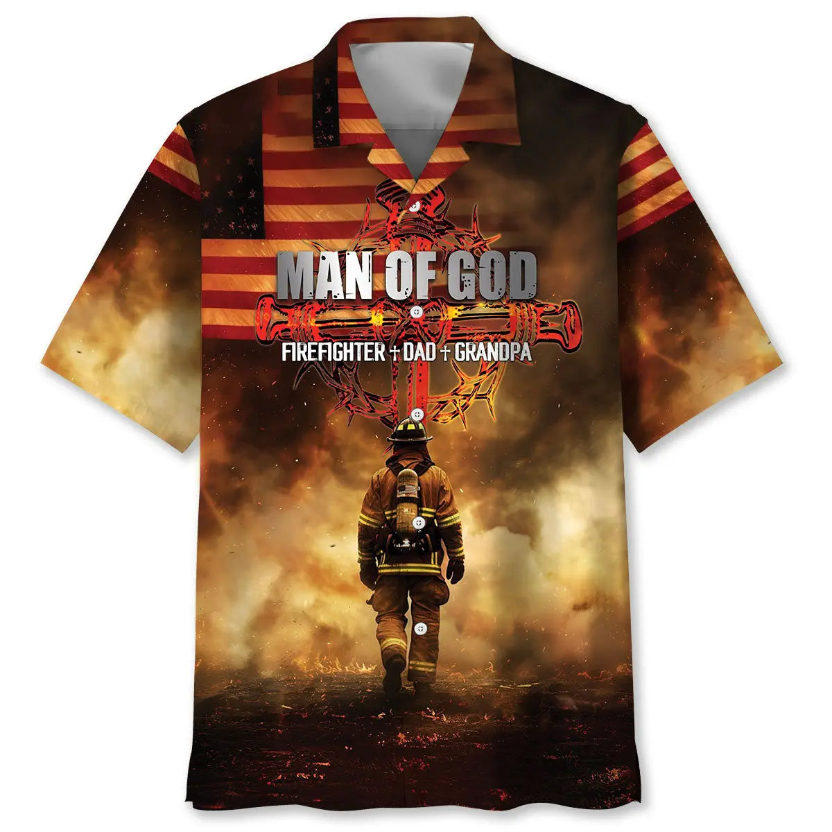 Faith Firefighter Dad Grandpa Hawaiian Shirt For Beach Days, Summer Outings, And Thoughtful Gift Giving