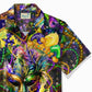 Mardi Gras Holiday Mask Hawaiian Shirt For Summer Vacation, Beach Travel, And Casual Wear