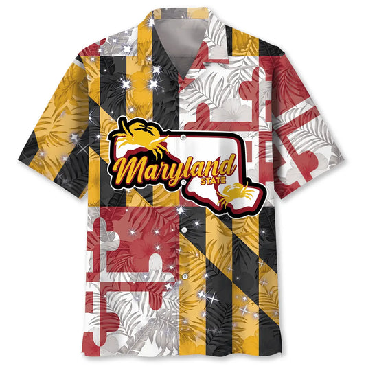 Maryland Proud Vintage Hawaiian Shirt For Family Vacation, Weekend Escape, And Relaxed Summer Style