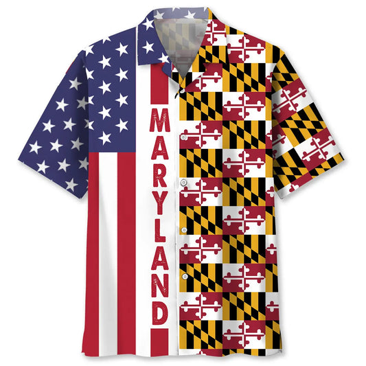 Maryland State Proud Hawaiian Shirt For Resort Escape, Poolside Gathering, And Comfortable Travel Wear