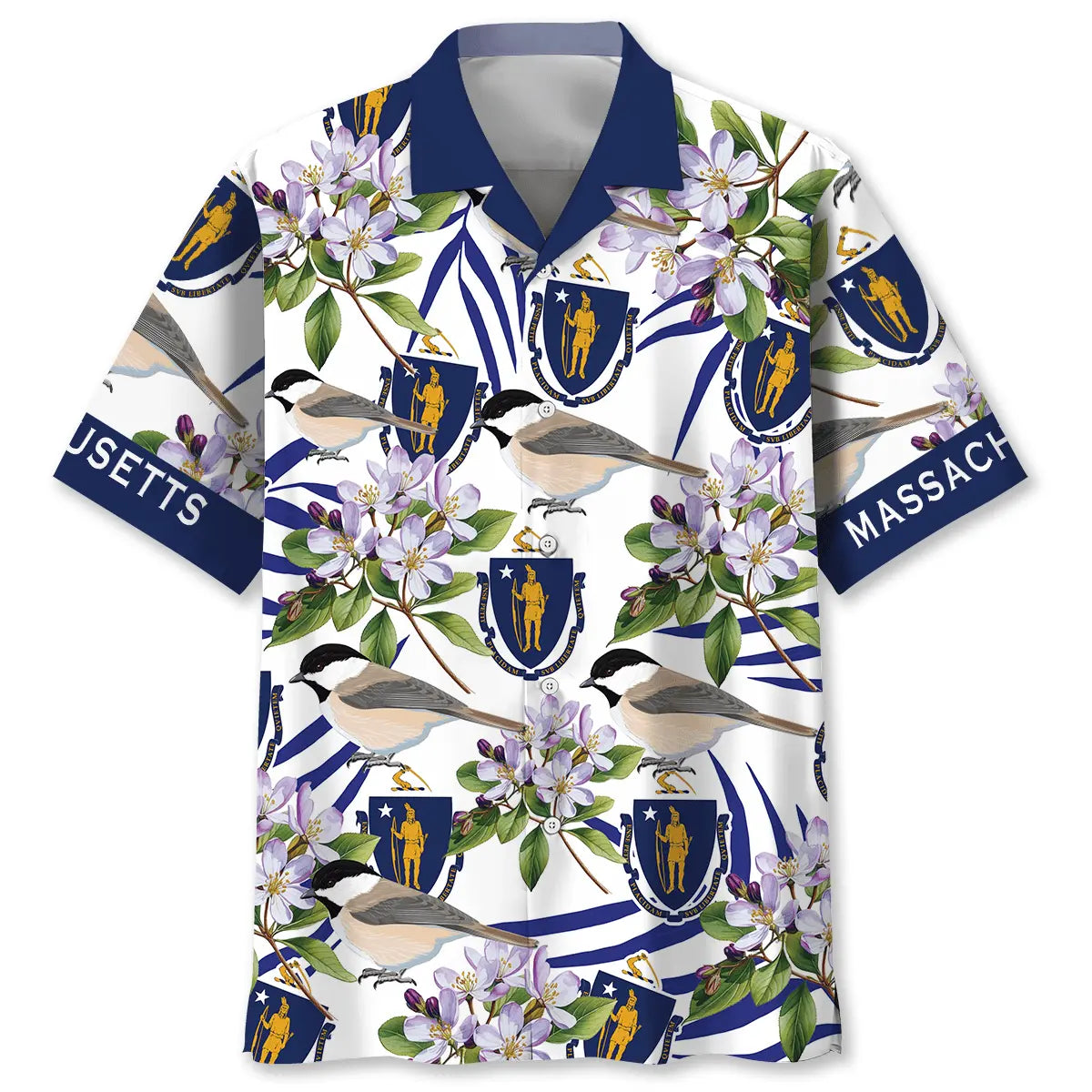 Massachusetts Creative Pattern Hawaiian Shirt For Summer Vacation, Beach Travel, And Casual Wear