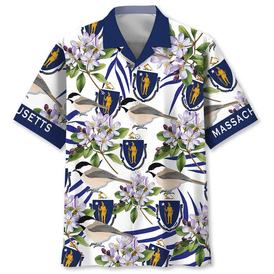Massachusetts Creative Pattern Hawaiian Shirt For Summer Vacation, Beach Travel, And Casual Wear