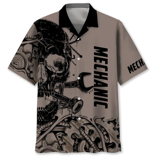 Mechanic Skull Hawaiian Shirt For Family Vacation And Memorable Gifting