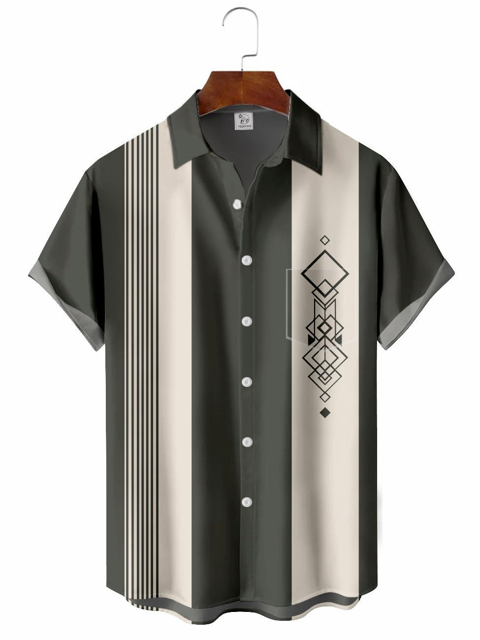 Vintage 50'S Geometry Bowling Hawaiian Shirt For Coastal Travel, Casual Events, And Comfortable Summer Wear