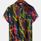 Abstract Colorful Hawaiian Shirt For Resort Trips, Coastal Parties, And Warm Weather Style