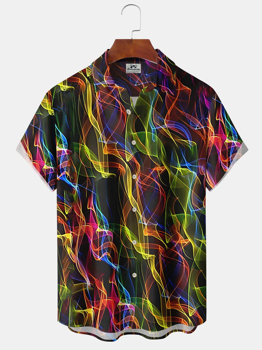 Abstract Colorful Hawaiian Shirt For Resort Trips, Coastal Parties, And Warm Weather Style