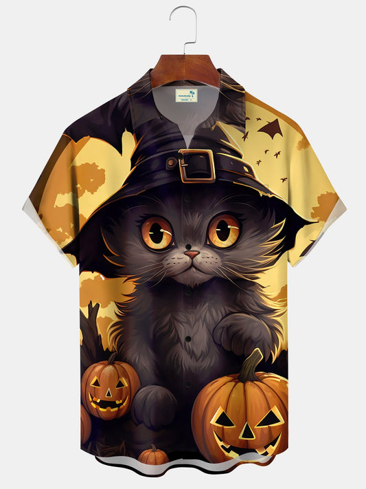 Halloween Vintage Beach Vacation Holiday Cat Hawaiian Shirt For Beach Days, Summer Outings, And Thoughtful Gift Giving