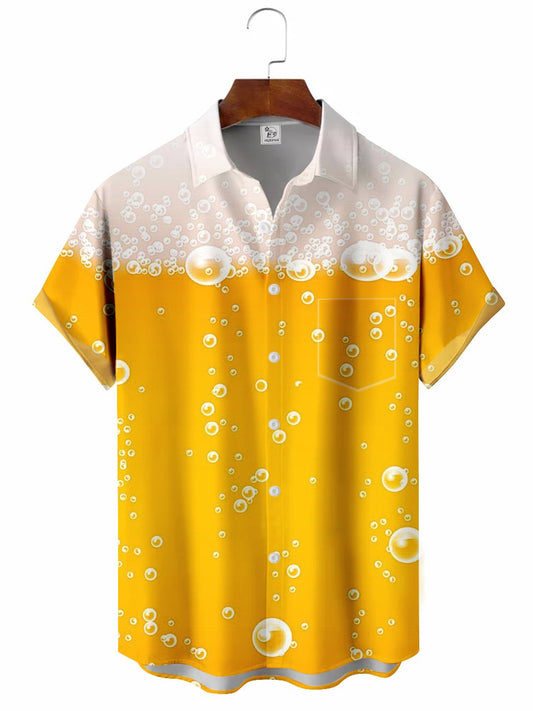 Beer Creative Pattern Hawaiian Shirt For Island Vacations, Resort Wear, And Relaxed Seasonal Style