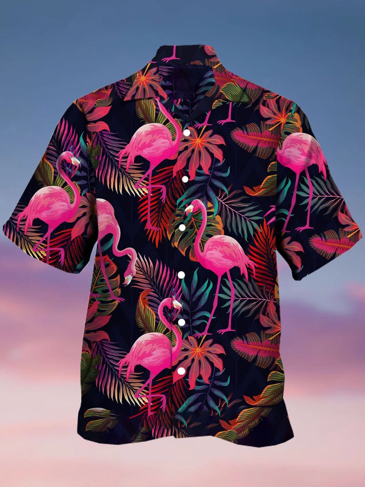 Botanical Flamingo Hawaiian Shirt For Tropical Holidays, Outdoor Gatherings, And Everyday Comfort