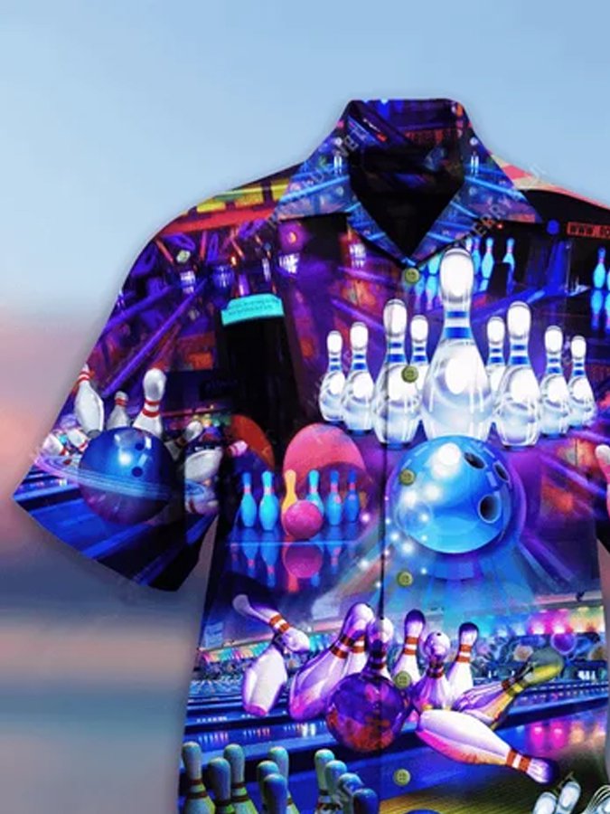 Bowling Creative Pattern Hawaiian Shirt For Sports Fans, Summer Outings, And Relaxed Vacation Wear