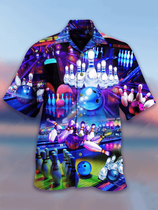 Bowling Creative Pattern Hawaiian Shirt For Sports Fans, Summer Outings, And Relaxed Vacation Wear