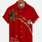 Christmas Elk Coconut Tree Hawaiian Shirt For Winter Celebrations, Beach Travel, And Relaxed Holiday Wear