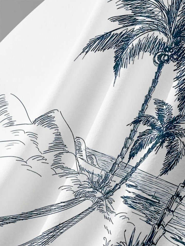 Coconut Creative Pattern Hawaiian Shirt For Resort Trips, Coastal Parties, And Warm Weather Style