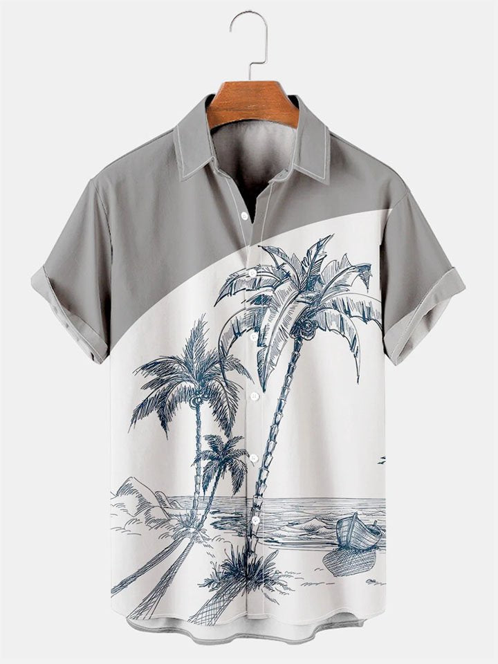 Coconut Creative Pattern Hawaiian Shirt For Resort Trips, Coastal Parties, And Warm Weather Style