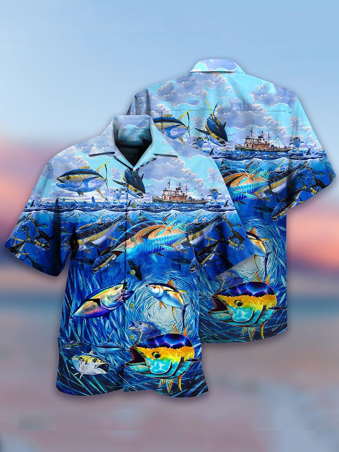 Fishing Fish Ocean Hawaiian Shirt For Beach Days, Weekend Events, And Thoughtful Gift Giving