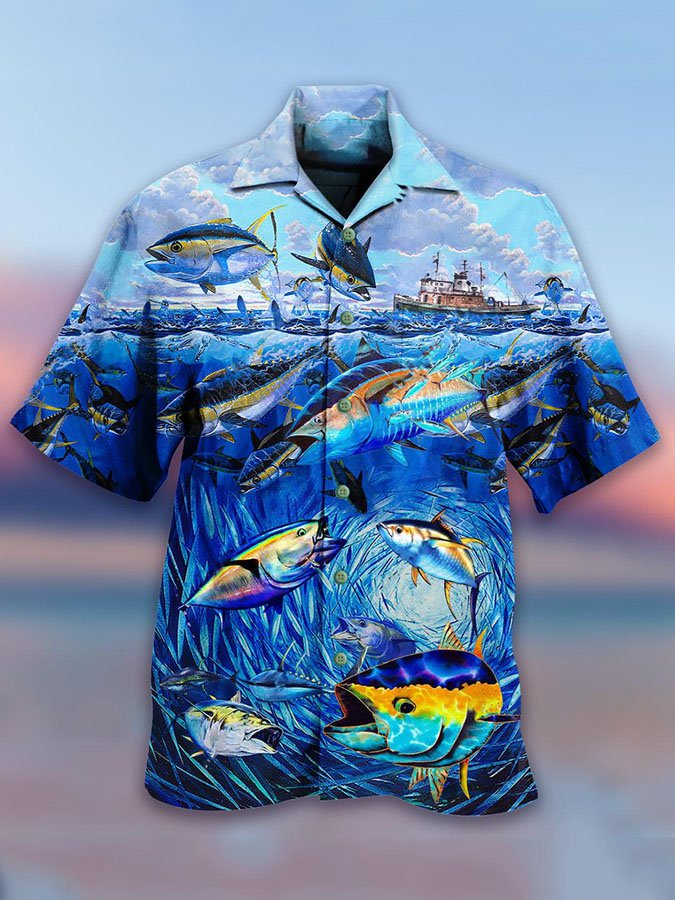 Fishing Fish Ocean Hawaiian Shirt For Beach Days, Weekend Events, And Thoughtful Gift Giving