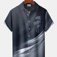 Geometric Gradient Line Holiday Palm Tree Hawaiian Shirt For Summer Vacation, Beach Travel, And Casual Wear