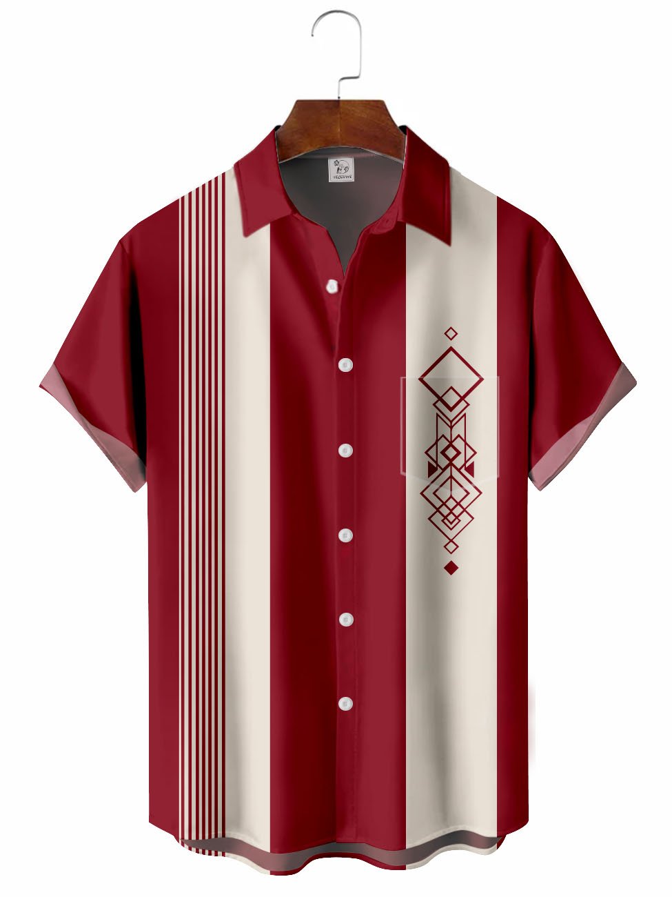 Retro Geometric Pattern 50'S Bowling Hawaiian Shirt For Outdoor Adventures, Coastal Travel, And Comfortable Casual Style