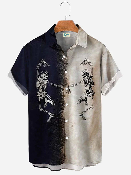 Halloween Skull Hawaiian Shirt For Island Vacations, Resort Wear, And Relaxed Seasonal Style