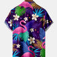 Floral Flamingo Hawaiian Shirt For Coastal Travel, Casual Events, And Comfortable Summer Wear