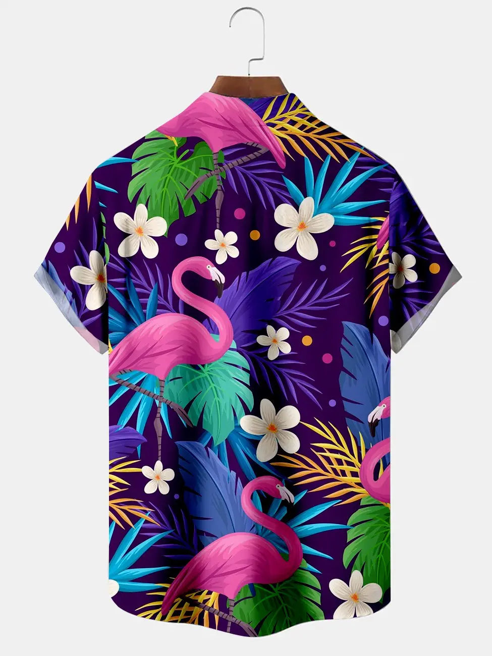 Floral Flamingo Hawaiian Shirt For Coastal Travel, Casual Events, And Comfortable Summer Wear