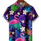 Floral Flamingo Hawaiian Shirt For Coastal Travel, Casual Events, And Comfortable Summer Wear