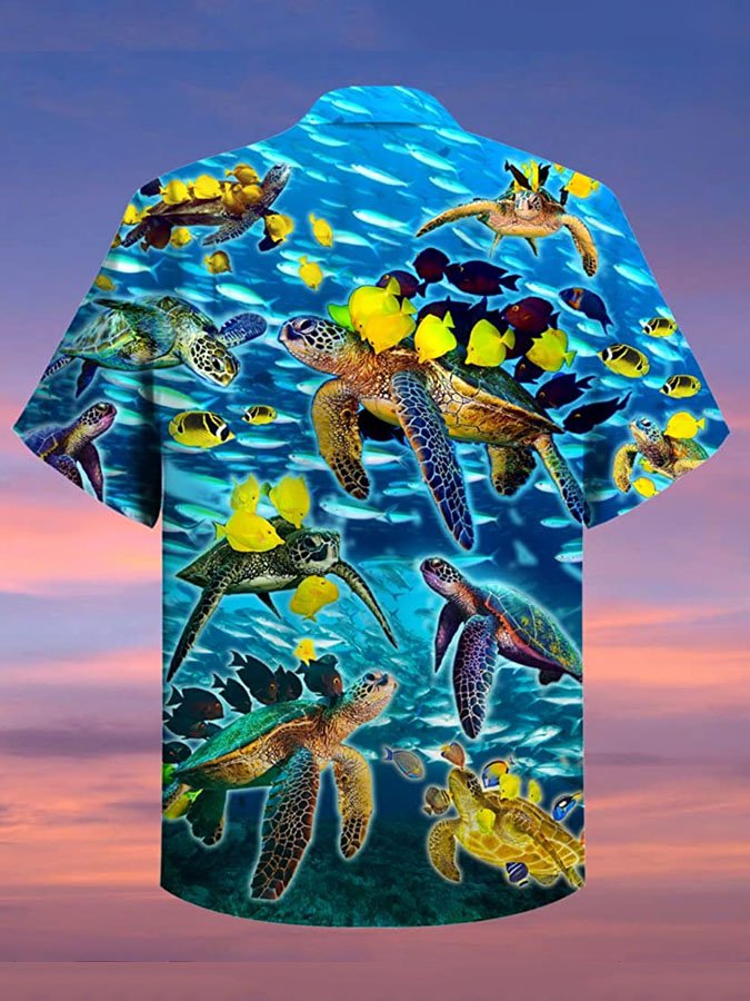 Turtle Fish Hawaiian Shirt For Beach Days, Summer Outings, And Thoughtful Gift Giving