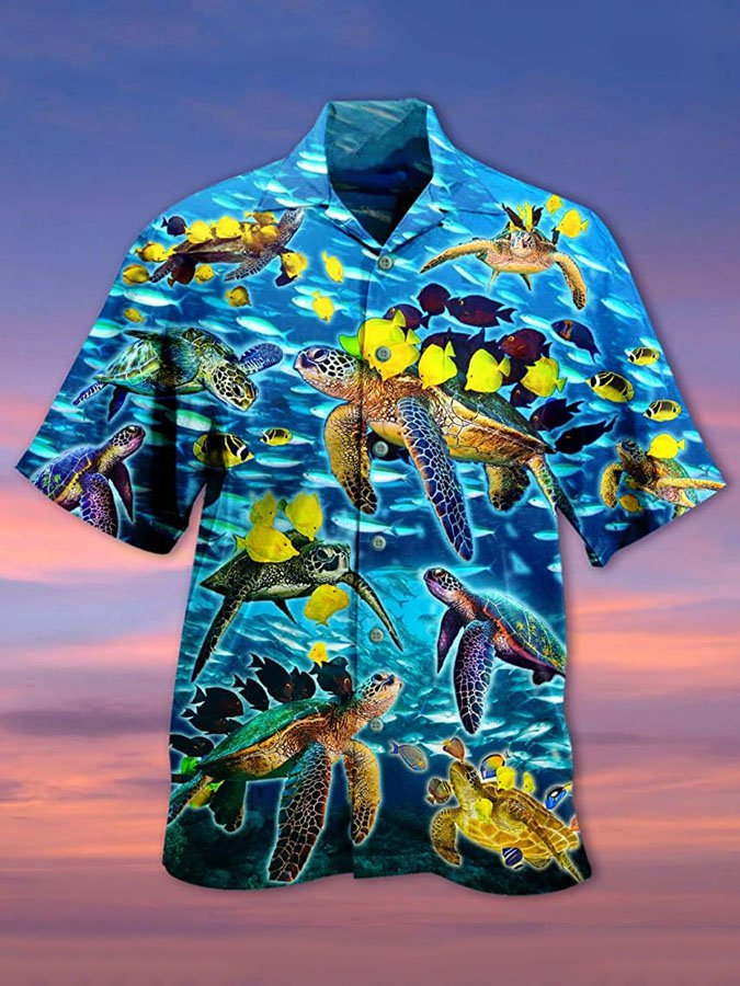 Turtle Fish Hawaiian Shirt For Beach Days, Summer Outings, And Thoughtful Gift Giving