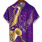 Mardi Gras Musical Instrument Hawaiian Shirt For Summer Vacation, Beach Travel, And Casual Wear