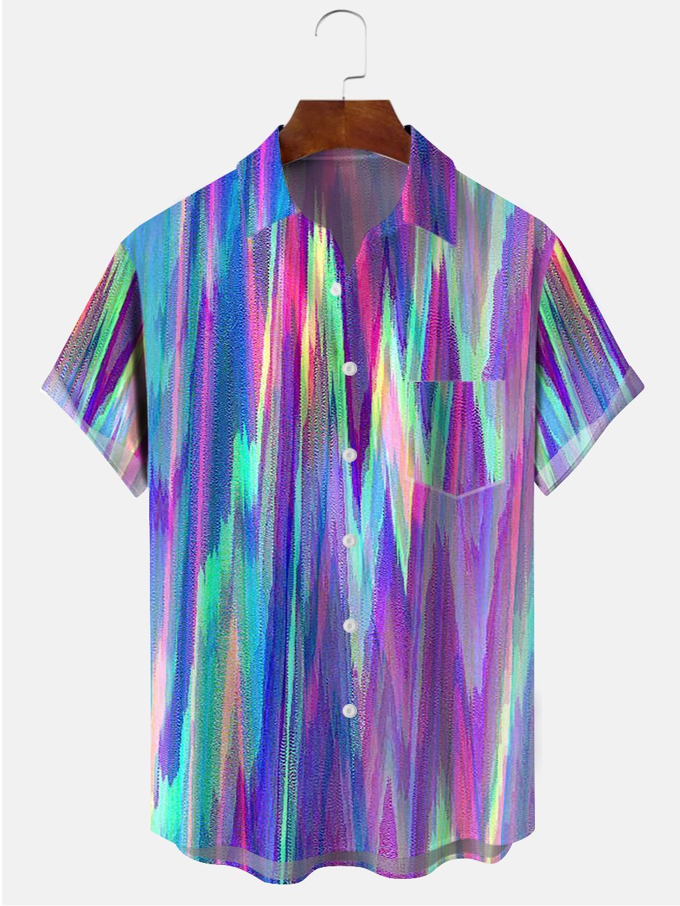 Abstract Multicolor Hawaiian Shirt For Resort Trips, Coastal Parties, And Warm Weather Style